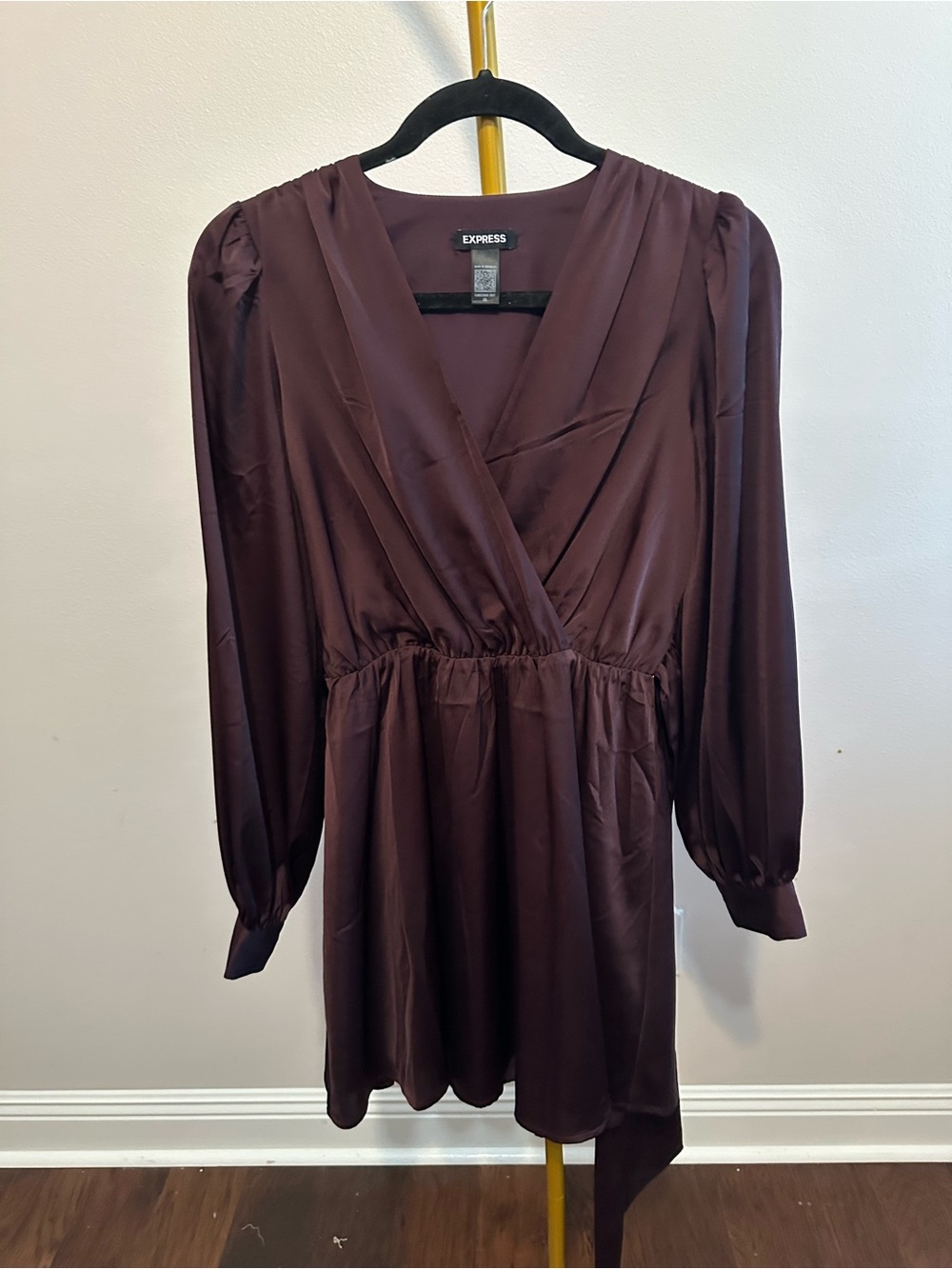 Express Long Sleeve Wrap Dress in Deep Chocolate